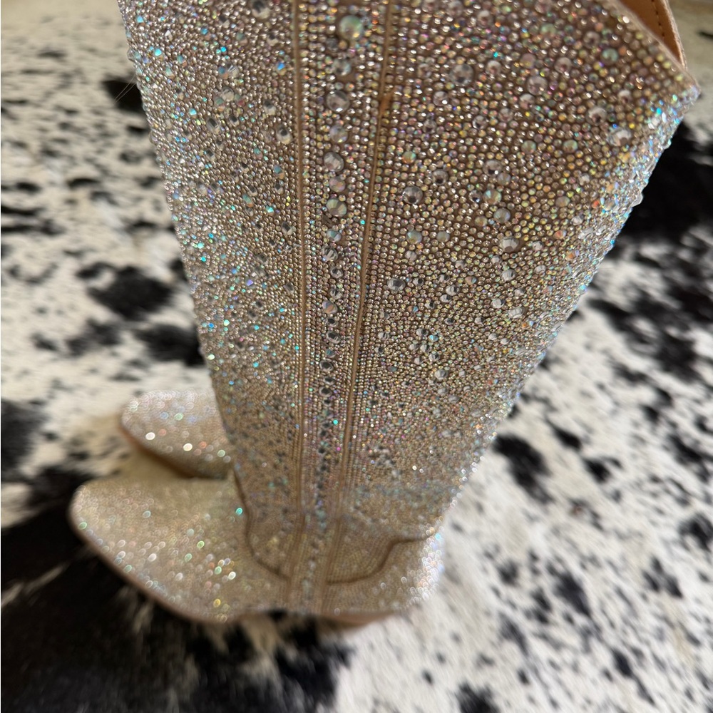 Women's Crystal-Embellished Knee-High Boots
